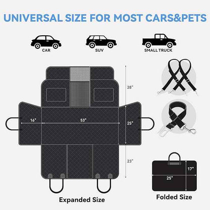High Barrier Dog Car Seat Cover,Waterproof Back Seat Extender for Dogs,Car Seat Protector,Hard Bottom Holds 500 lbs,600D Nonslip Dog Hammock,Pet Bed for Cars,SUVs, Small Trucks