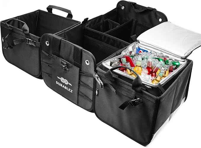 Trunk Organizer 5-Section Modular XL Car Storage System – Extra Large Cargo Organizer for Car Trunk, Foldable Multi-Compartment Auto Organizer, Heavy Duty Oxford 1680D – Black