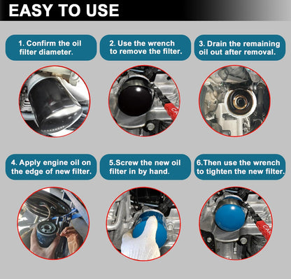 Large Oil Filter Wrench, Oil Filter Removal Tool Fits Filter from 4-5/16" to 4-15/16" for Oil Change