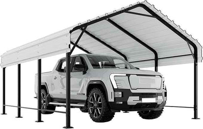Shintenchi 12x15 FT Metal Carport, Oversized Carport Garage with Enhanced Base, Outdoor Galvanized Car Shelter, Heavy Duty Carports Canopy, for Car, Boats and Tractors, White