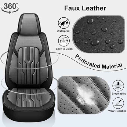 YORKENIC Fit for Ford Edge Seat Covers Front Set 2007-2024 2025 2026: Breathable Leather Car Seat Covers Compatible Airbag (2 Front Set, Black & Grey)