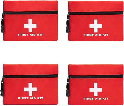 Red Emergency Pouch - Small Travel Rescue Pouch for Car, Home, Office, Kitchen, Outdoors - Empty First Aid Bag (6.3x4.3 4pcs)