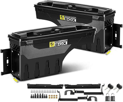 YHTAUTO Set of 2 Truck Bed Storage Tool Box Lockable Compatible with Ford Ranger 2019-2023, Driver and Passenger Side, Not Fit the Model with Bed Liner, Swing Waterproof Wheel Well Toolbox