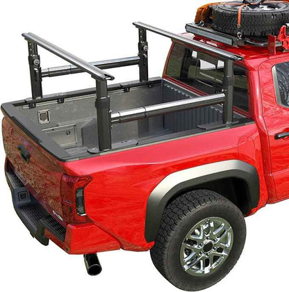 Ladder Rack for Truck with Side Bars, 800 LBS Capacity Truck Bed Rack, 19"-25" Height-Adjustable Aluminum Truck Ladder Racks, Fit for Medium-Size Pickup Toyota Tacoma Jeep Gladiator