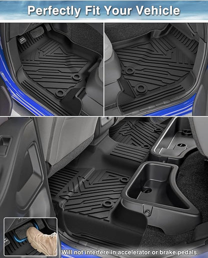 Mixsuper Liner Floor Mats for 2022-2025 2026 Nissan Frontier Crew Cab (Not Fit King Cab) with 2nd Row Under-Seat Storage, All Weather Floor Liners 1st and 2nd Row Set Black