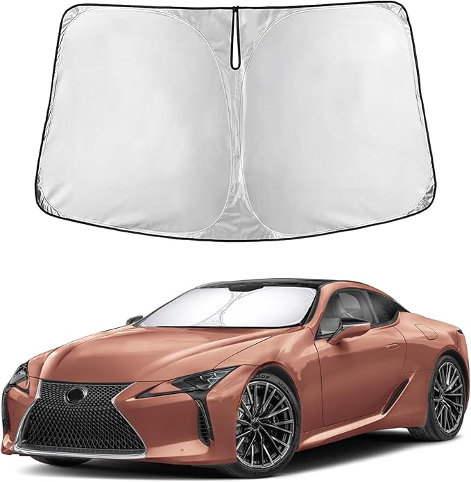 EcoNour Windshield Sunshade for Lexus LC Coupe 2018–2024 | Custom Fit Front Window Sun Shade | Blocks Harmful UV Rays & Reduces Heat | Foldable Sun Visor with Storage Pouch