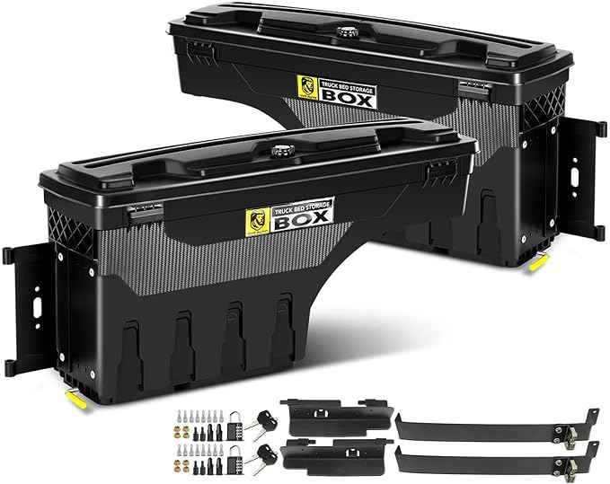 YHTAUTO Set of 2 Truck Bed Storage Tool Box Lockable Compatible with 1999-2007 Chevy Silverado GMC Sierra 1500/2500/3500 & HD(Fit 2007 Classic), Fleetside Bed, Swing Waterproof Wheel Well Toolbox