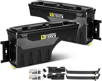 YHTAUTO Set of 2 Truck Bed Storage Tool Box Lockable Compatible with 1999-2007 Chevy Silverado GMC Sierra 1500/2500/3500 & HD(Fit 2007 Classic), Fleetside Bed, Swing Waterproof Wheel Well Toolbox