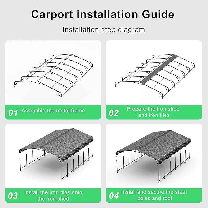20x30 FT Heavy-Duty Metal Carport, Outdoor Galvanized Steel Shelter for Pickup Trucks, Motorcycles,Boats, Cars & Tractors