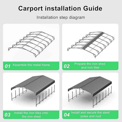20x30 FT Heavy-Duty Metal Carport, Outdoor Galvanized Steel Shelter for Pickup Trucks, Motorcycles,Boats, Cars & Tractors