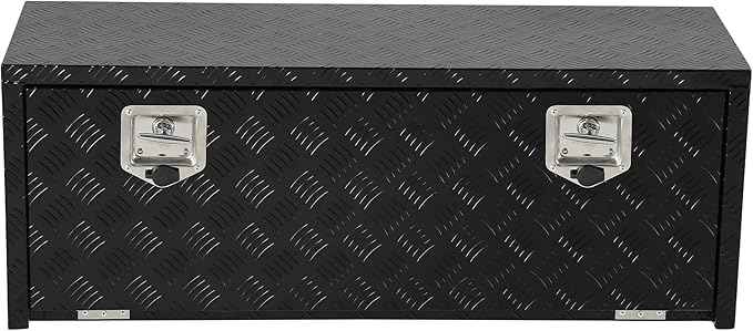 Heavy Duty Aluminum Truck Bed Tool Box,Diamond Plate Waterproof Underbody Toolbox with Sliding Shelf, Lock & Keys, Side Handle, Storage Organizer Chest for Pickup Truck, RV Trailer, Cargo Vehicles