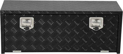 Heavy Duty Aluminum Truck Bed Tool Box,Diamond Plate Waterproof Underbody Toolbox with Sliding Shelf, Lock & Keys, Side Handle, Storage Organizer Chest for Pickup Truck, RV Trailer, Cargo Vehicles