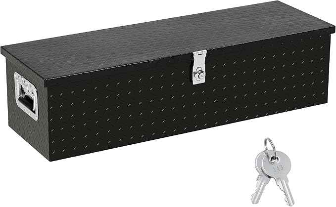 GAOMON Large Tool Box Truck Bed Toolboxes Aluminum Heavy Duty Waterproof Free Assemble Tool Organizer Chest Cabinet Toolbox with Side Handles for Pick Up Trucks RV Trailer (Black, 39x13x9.6 Inch)