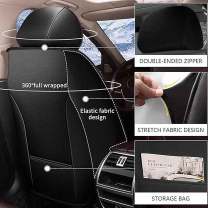 YORKENIC Fit for Dodge Grand Caravan Seat Covers Front Set 2008-2020: Breathable Leather Car Seat Covers Compatible Airbag (2 Front Set, Black & Grey)