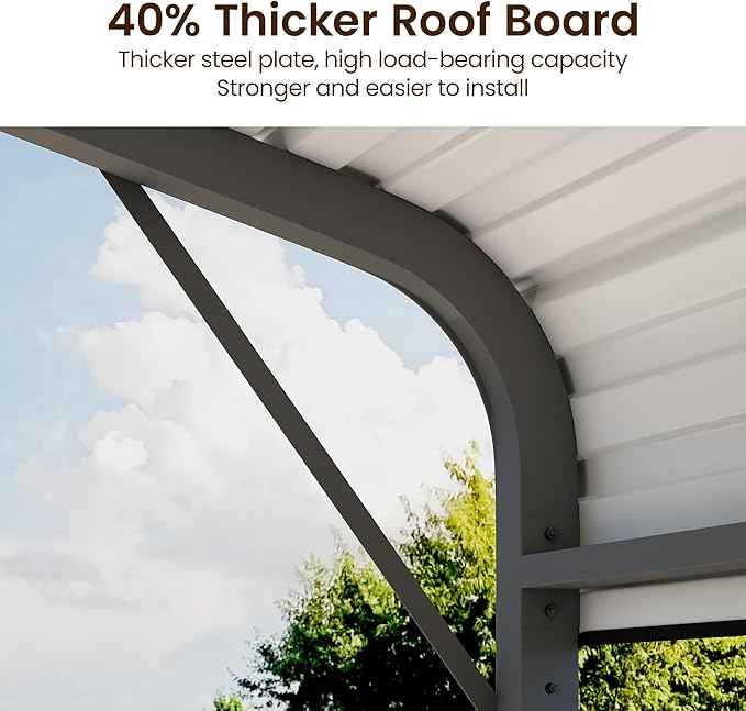 Metal Carport 12x20FT, Heavy Duty Carport Canopy with Galvanized Steel Roof, 40% Thicker Frame Metal Garage with Reinforced Base, All-Weather Outdoor Storage Car Port for Car, Camping