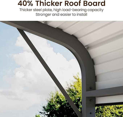 Metal Carport 12x20FT, Heavy Duty Carport Canopy with Galvanized Steel Roof, 40% Thicker Frame Metal Garage with Reinforced Base, All-Weather Outdoor Storage Car Port for Car, Camping