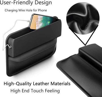 Car Seat Gap Filler Organizer,Premium PU Leather Storage Box No Slip Pad Compatible with Phone Key Wallet Phone Sunglasses Pockets Seat Catcher Holders Console Side Organizers Driver Side