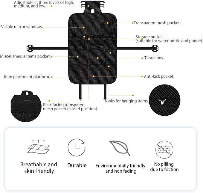 GMQ Back Seat Car Organizer 1 Pack,Backseat Organizer with Tray,Multifunctional Car Seat Back Storage Box with Foldable Tablet Holder (Carbon Black, Weave)