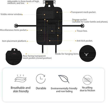 GMQ Back Seat Car Organizer 1 Pack,Backseat Organizer with Tray,Multifunctional Car Seat Back Storage Box with Foldable Tablet Holder (Carbon Black, Weave)