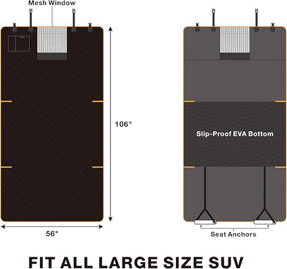 iBuddy Dog Cargo Liner for Large SUV, Waterproof Dog Cargo Cover with Bumper Flap Protection Durable Car Trunk Mat for Pets Keep Your Vehicle Trunk Clean Universal Fit X-Lager SUV Car Seat Cover