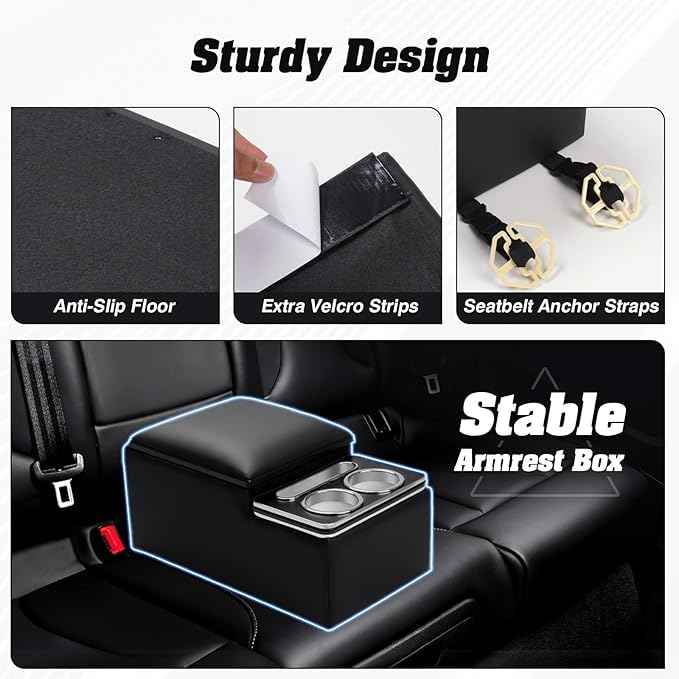 Upgraded Bench Seat Center Console with Extra Large Cup Holder & Phone Holder, Universal Car Armrest Storage Box Organizer for Truck & SUV & Van Automotive Central Console for Back Bench Seat