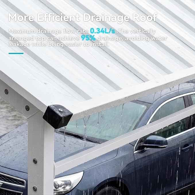 COSIEST 12x25 FT 2-in-1 Carport Storage Shed with Added Enclosed Storage Room, Heavy Duty Galvanized Metal Frame, All-Weather Use for Cars, Full-Sized Pickup Trucks, SUVs