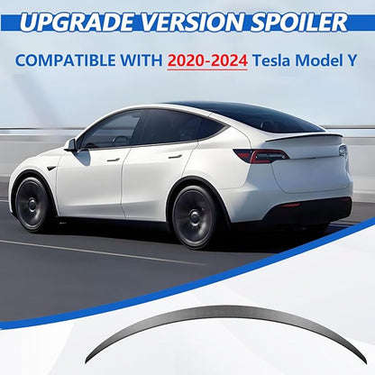 Spoiler Compatible with 2020-2024 Tesla Model Y Matte Black Carbon Fiber ABS Plastic Rear Trunk Lip Rear Spoiler Wing Model Y Accessories