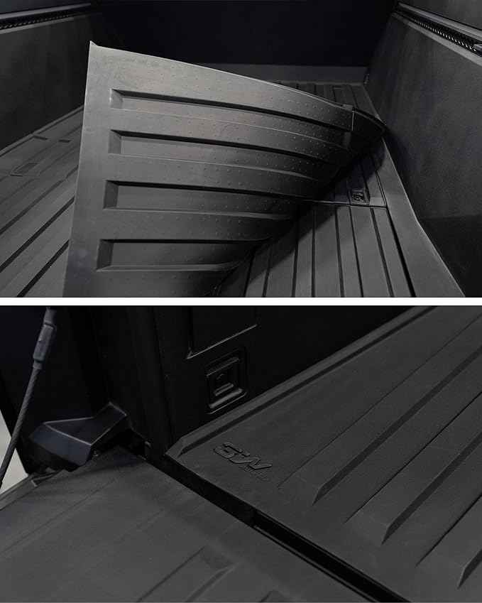 3W Truck Bed Mat for Tesla Cybertruck 2023 2024 2025, All Weather Protection Waterproof Car Bed Liner, Custom Fit TPE Pickup Rear Trunk Cargo Mat Tesla Accessories Mats, Black
