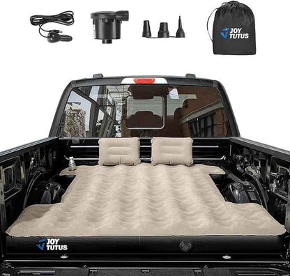 JOYTUTUS Truck Bed Air Mattress for 6.0-6.3Ft, Compact Regular Truck Beds,Anti-Leakage, with Air Pump&2 Pillows, Inflatable Pickup Mattress,Compatible with Tacoma&Ranger&Frontier,Camel&Black