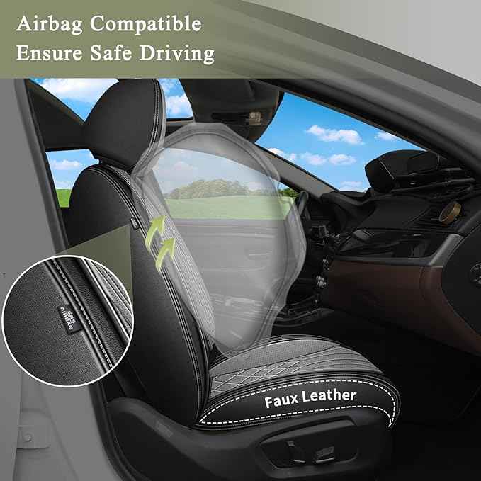 Car Seat Covers Front Pair for Lexus GS 200t/350/450h 2007-2025 2026: Breathable Perforated Leather Seat Cover (Black&Grey)