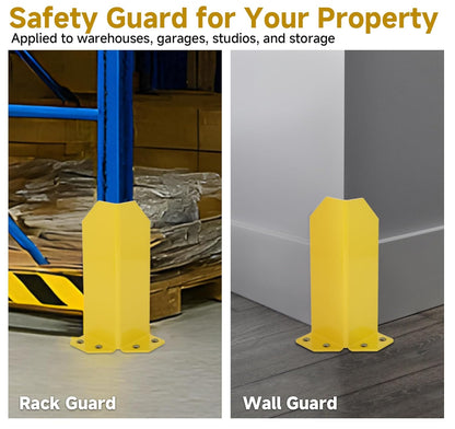 lesolar Pallet Rack Post Protectors, 12" Height Carbon Steel Pallet Rack Guard, 1/5" Thickness Pallet Rack Frame Guard, Safety Yellow Pallet Edge Protectors with Hardware (2 Packs)