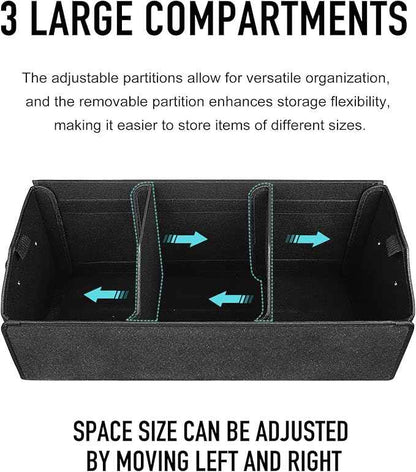 Car Organizers for Trunk for Suv Sedan, Leather Storage Box,Extra Large,Magnetic Lid,Collapsible and Adjustable, S004, Black