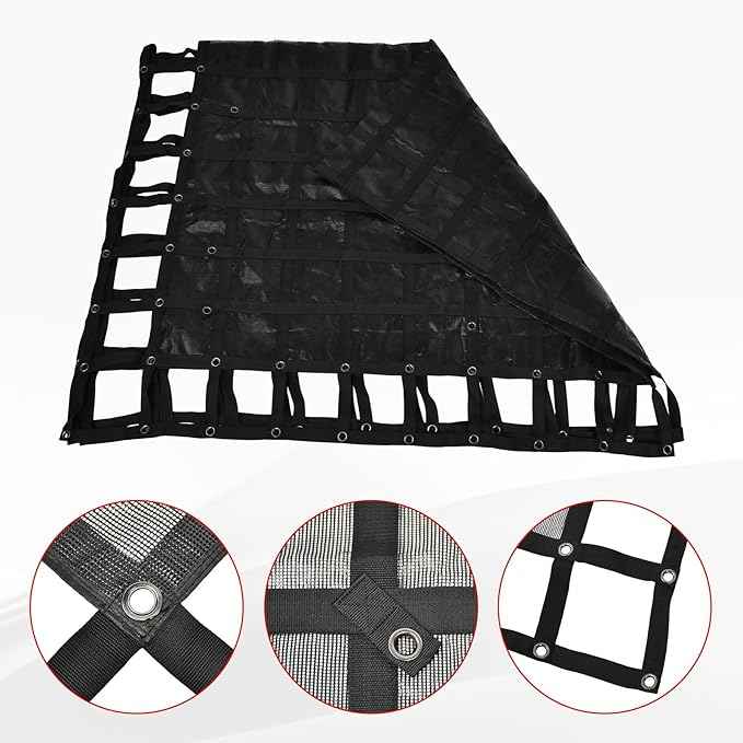 Heavy Duty 120" x 144" Truck Bed Cargo Net with Adjustable Cam Buckles & S-Hooks & Cross Strap,10' x 12' Cargo Net with 1500LBS Capacity for Pickup Truck Bed Trailer SUV Jeeps