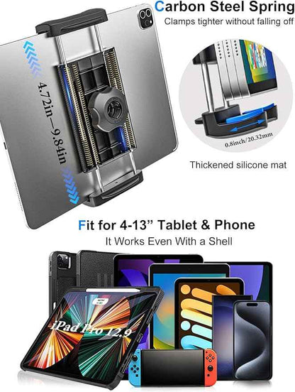 Tablet Holder for Car or Truck Seat Rail Mount Long 19.7" Gooseneck Arm Heavy Duty Car Floor Tablet Stand for iPad Pro 12.9 Air Mini, Samsung Galaxy Tab, iPhone, More 4-13" Phones & Tablets
