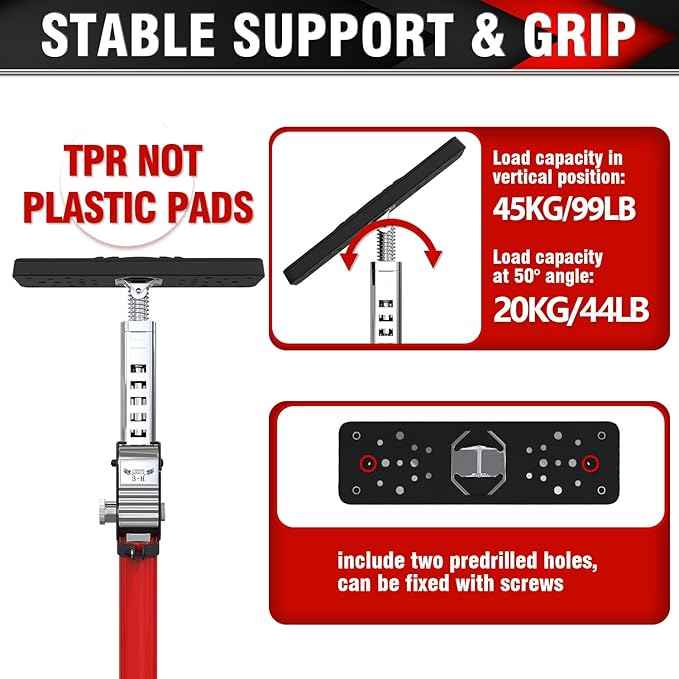 3-H Truck Cargo Bar, 43"-77" Adjustable Support Pole All Metal,Cabinet Jack,Truck Bed Divider with Self-Locking Spring Ratchet - Load Lock Bar for Vans, SUVs & Trucks,Red,4pc