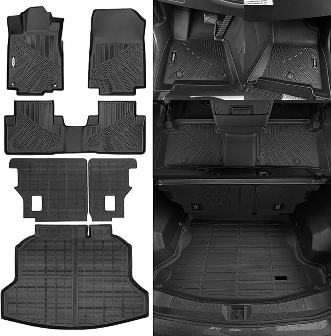 Custom Fit Floor Mats for 2012-2016 Honda CRV, All Weather TPE Floor Liners with Trunk Mat & Backrest Protectors, Odorless Full Set Interior Accessories