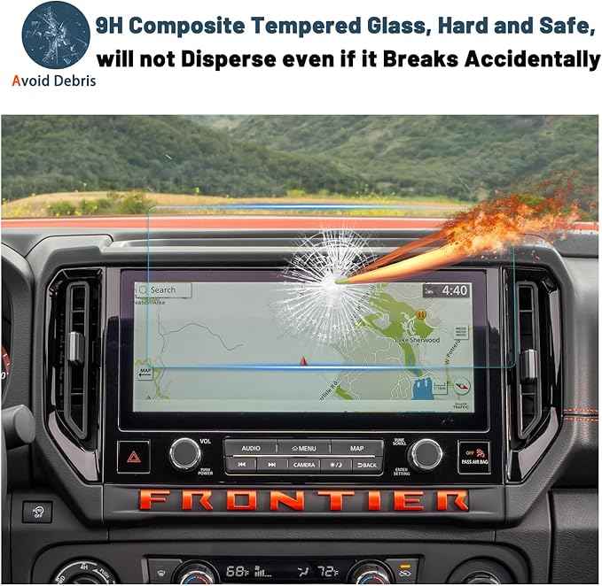 Screen Protector for Nissan Frontier 12.3" GPS Display Touchscreen 9HD Anti-Scratch Tempered Glass Compatible 2025 2026 Nissan Frontier S/SV/Pro-X/Pro-4X/SL Accessories Frontier 2025 Screen Cover