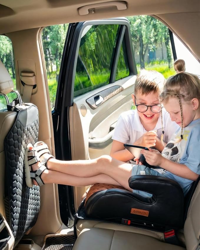 Owleys Kick Mat Back Seat Protector - Car Back Seat Cover for Kids Feet - Waterproof & Sturdy Protector for Upholstery from Dirt, Mud, Scratches and Stain (Black)