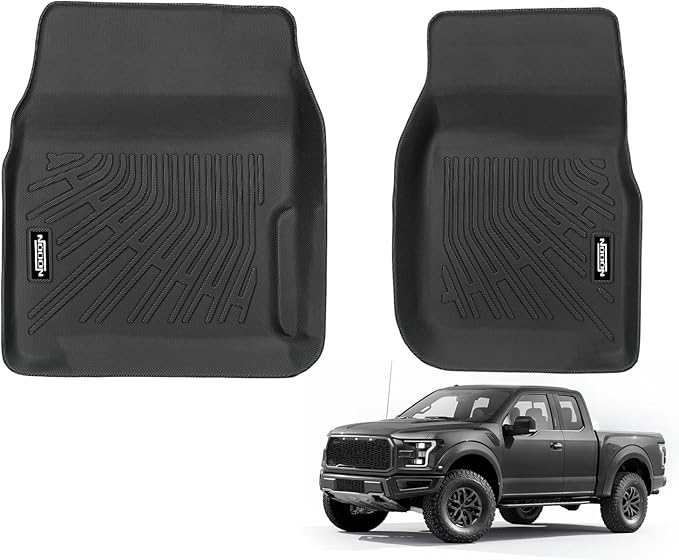 Custom Fit Floor Mats for 1980-1996 Ford Bronco/F-150, 1980-1997 F-250/F350, All Weather TPE Floor Liners, Odorless Full Set Interior Accessories