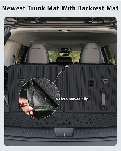 Floor Mats Fit for Kia Sorento Hybrid 2021-2025 2026 (PHEV&HEV) Trunk Mat with Backrest Mat All Weather TPE Rubber Cargo Liner Back Seat Protector Full Set for Sorento 2025 Plug-in Hybrid Accessories