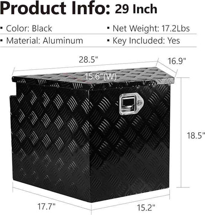 Trailer Tongue Box, Aluminum Trailer Tool Box with Lock And Keys Waterproof Plate Storage Box for Pick Up Truck Bed 28