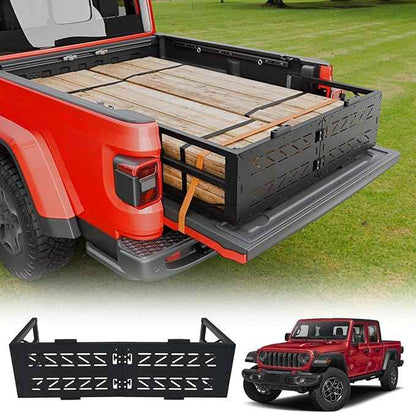 Truck Bed Extender Compatible with 2020-2026 Jeep Gladiator Flip-Over Pickup Bed Divider Aluminum Alloy Rotatable Tailgate Extension for 2025 Gladiator Accessories