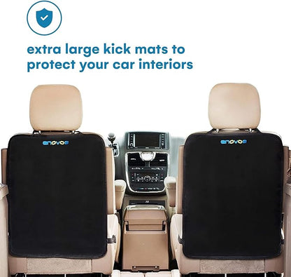 Enovoe Kick Mats Back Seat Protector for Kids - 2 Pack - Premium Quality Car Seat Back Cover Offers Waterproof Protection of Your Upholstery from Mud and Scratches - Backseats Kick Protector for Child
