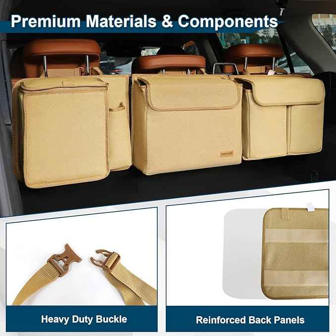 Deluxe Trunk and Backseat Organizer for Medium or large size SUVs & RVs, Detachable Storage Modules with Built-in Cooler, Patent Pending