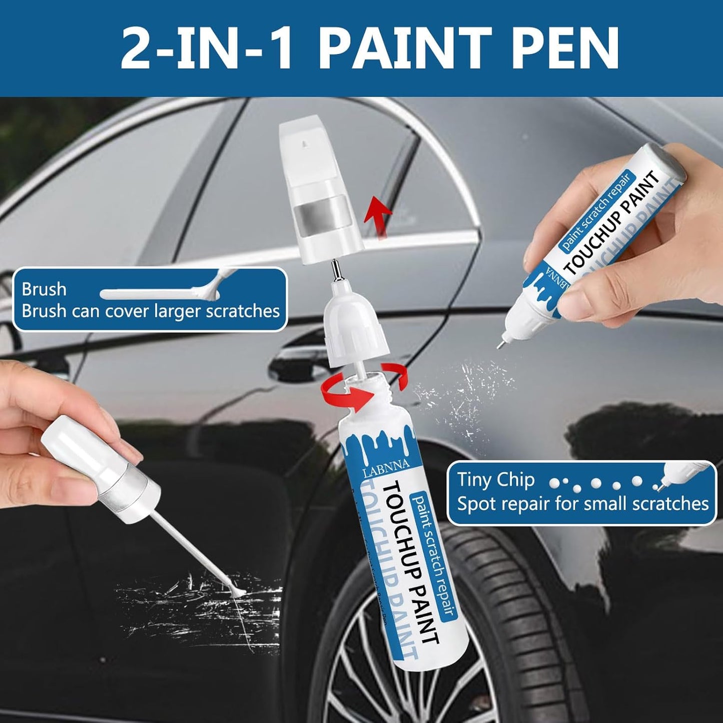Mosaic Black Metallic(GB8/WA384A) Touch Up Paint for Chevrolet-Exact Match 2 in 1 touchup Paint Pen for Chips and Nicks Repair Car Paint Scratch Repair Kit