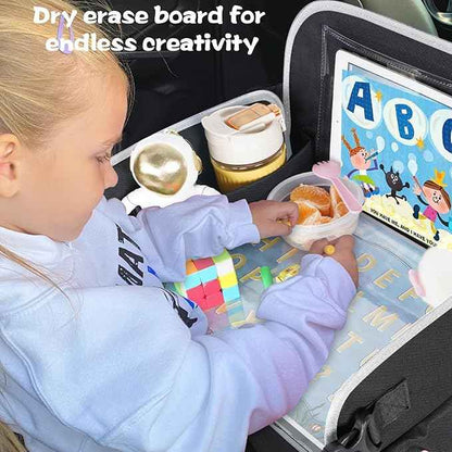 MENZOKE Kids Travel Tray for Toddler Car Seat, Toddler Gift for Boy Activities with Dry Erase Board & iPad Holder Stand, Road Trip Essentials Accessories Lap Tray for Boy as Birthday Gift, Black