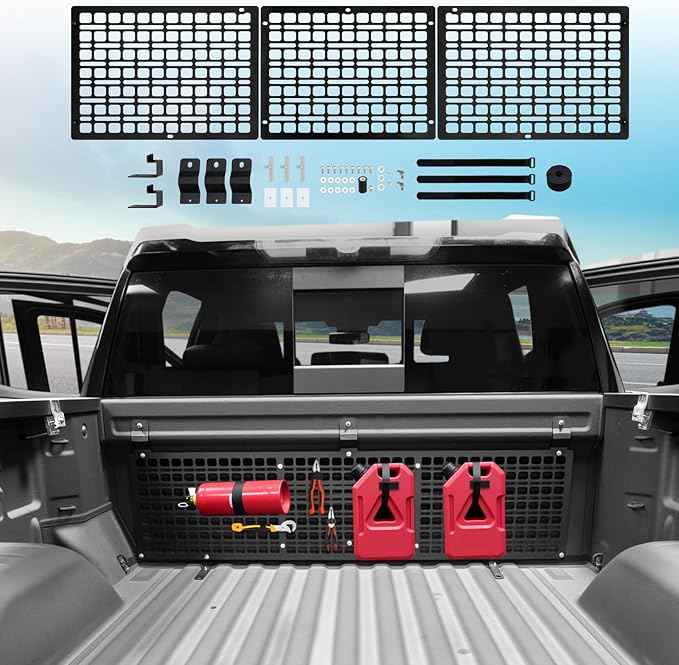 Front Truck Bed Molle Panel Rack System Compatible with 2019-2025 Chevy Silverado/GMC Sierra 1500 Accessories Cargo Storage Organizer Tools Rack Fit for 19-25 Chevrolet Silverado Accessories