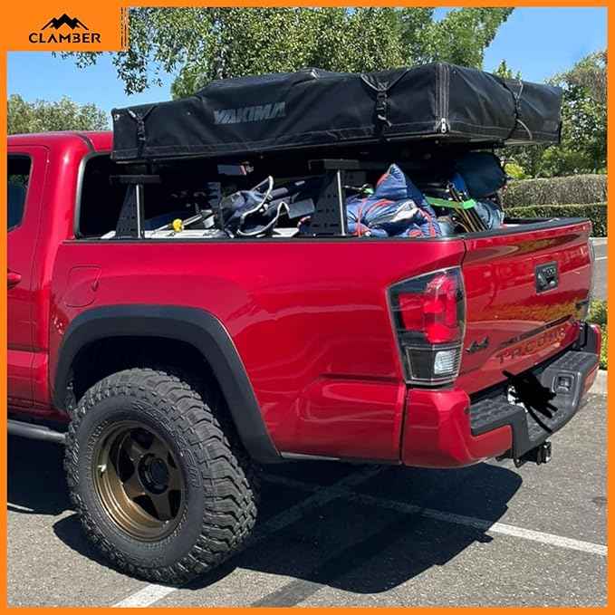 CLAMBER Cross Bar for Mid-Size Pickup Truck, Adjustable Ladder Racks Overland Bed Bars Bed Racks Compatible with Tacoma, Gladiator, Ranger, Colorado, Canyon, Frontier