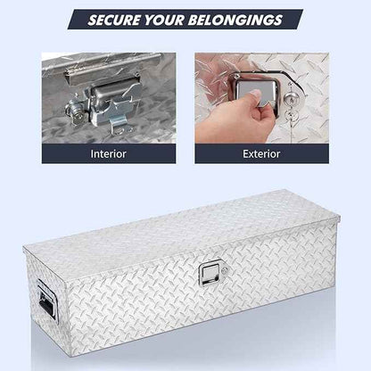 Garvee 35 x 15 x 14 in Aluminum Truck Bed Toolbox, Heavy Duty Aluminum Tool Box with Side Handle and Lock Keys, Truck Bed Storage Organizer for Pick Up Truck Rv Trailer, Silver