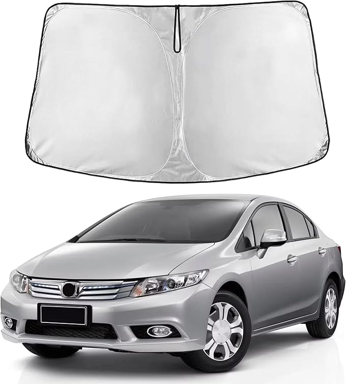 EcoNour Windshield Sun Shade for Honda Civic 2006–2011 | Front Window Sunshade | Foldable Car Sun Protector | Blocks UV Rays & Keeps Interior Cooler